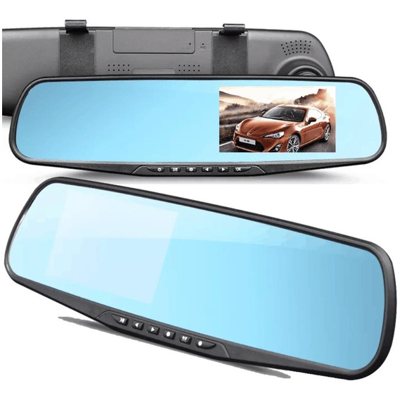 Cámara Dual Carro Espejo Retrovisor Dvr Reversa Sensor 4.3 