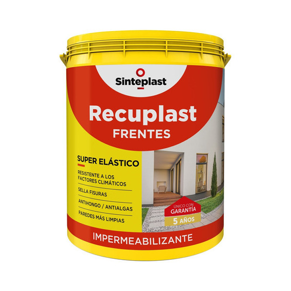 Impermeabilizantes exterior Sinteplast Recuplast para frentes color blanco 4L