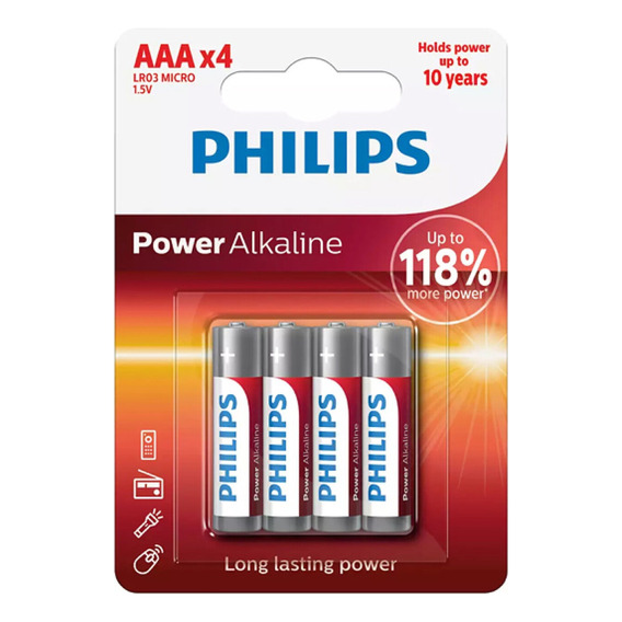 Blister Pilas Alcalinas Philips Aaa Triple A 1.5v Power X4 ®