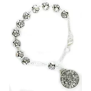 Pulseras San Benito 9mm, Baño De Plata, Protección. 35 Pz