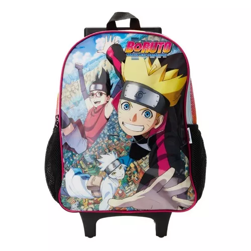 Mochila de Rodinhas Infantil Boruto Laranja Luxcel