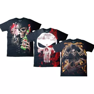Kit Camisetas Camisas Skull Caveira Rock Justiceiro Atacado