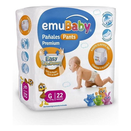 Pañal Emubaby Pants Premium - Pull Up - Talla G - 22 Uds. 
