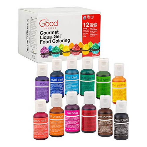 Food Coloring Liqua-gel 12 Pk (9 Oz, 264 Ml) - 12 Bold Prima