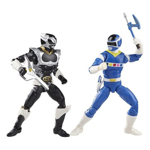 Figuras plateadas de Ranger Blue y Psycho Ranger Power Rangers Lightning Hasbro