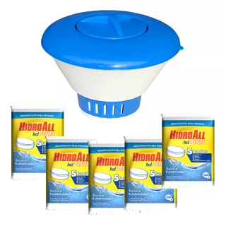 Kit Flutuador Clorador Para Piscina Com 5 Pastilha De Cloro