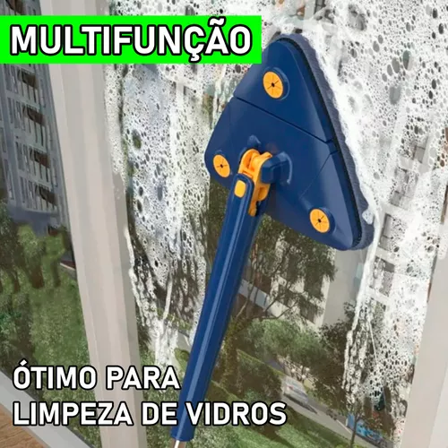 Mop giratório de 360 °, esfregão seco e úmido ajustável giratório de 360  graus, esfregão de torção automático de microfibra triangular com cabo  longo, para limpeza de teto, janela e rodapé. (azul) 