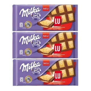 3 Chocolates Importados - Milka Lu (biscoito Doce)