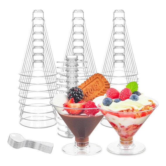 Set 25 Copas Helado Postres Aperitivo 150ml Crema C/ Cuchara