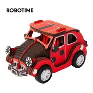 Carro Escarabajo Robotime Armable Madera Bloques Niños