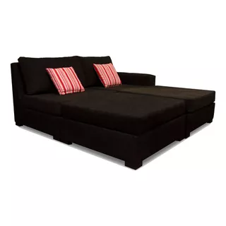 Sofá Esquinero Geben Argentina Modelo Kiel Convertible Cama En Chenille Color Negro Y Patas De Madera