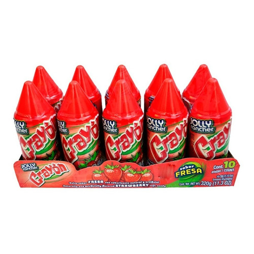 Crayon Dulce Sabor Fresa, Paquete Con 10 Pzas.