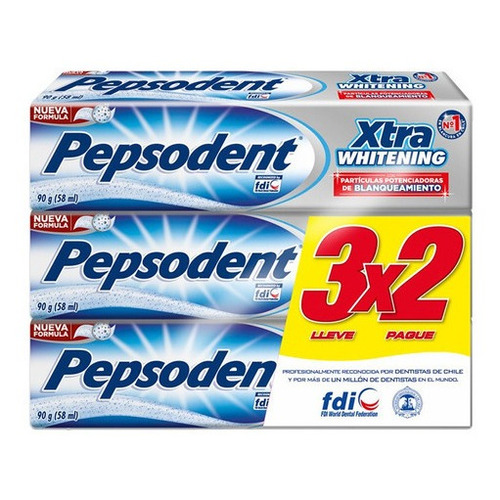 Pepsodent pasta dental Xtra whitening 3 unidades de 90g