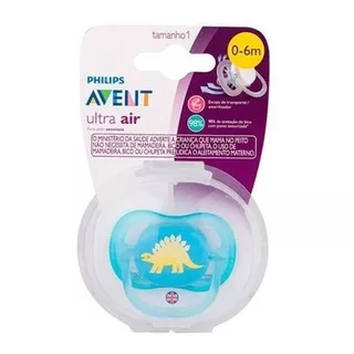 Chupeta Ultra Air Decorada Dinossauro Azul Silicone 0 A 6m Philips Avent Scf544/10