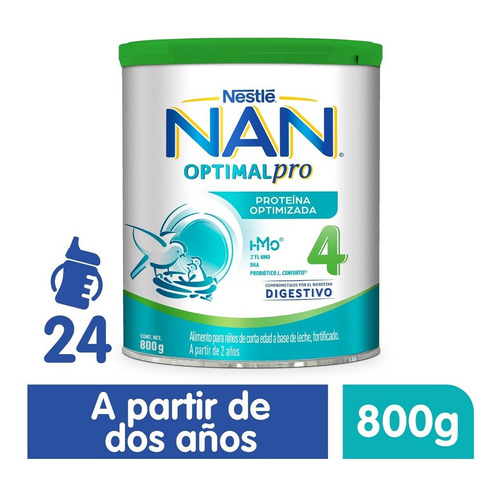 Proteína Optimizada Nan Optimal Pro 4 Niños De 2 Años 800g Sabor N/A