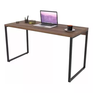 Mesa Para Computador Office Estilo Industrial 1,35m Kuadra Cor Nogal