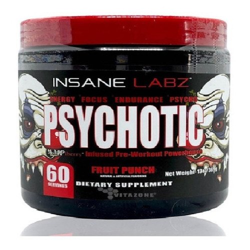 Pre Entreno Insane Labz Psychotic 60 Servicios Sabor Ponche De Frutas