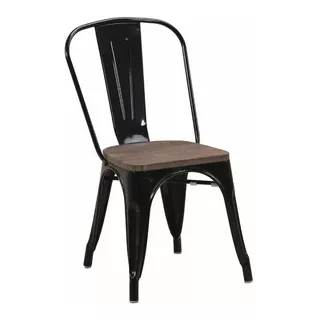 Silla Tolix Metalica Vintage Asiento De Madera Super Oferta