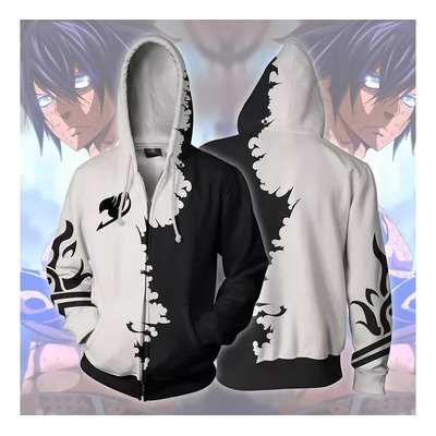 Sudadera Anime Fairy Tail Gray Fullbuster Para Hombre Gorro