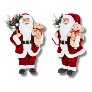 Boneco Papai Noel 40 Cm Vermelho Tradicional Decoração Natal