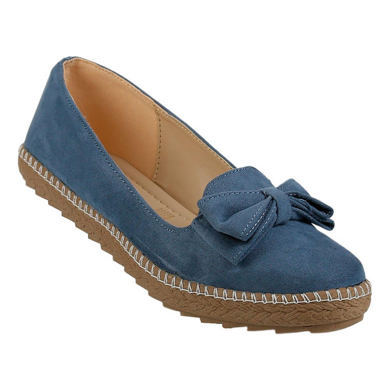 Zapato Moda Piso Mujer Azul Tipo Nobuk Stfashion 12303802