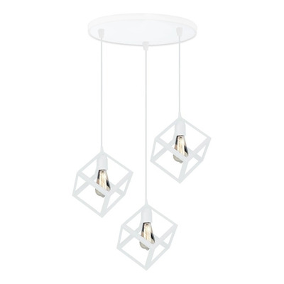 Colgante 3 Luces 1007 Deco Base Redonda Blanca Apto Led Deco