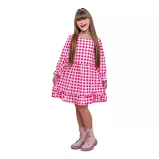 Vestido Infantil Menina Manga Comprida Frio Festa Junina