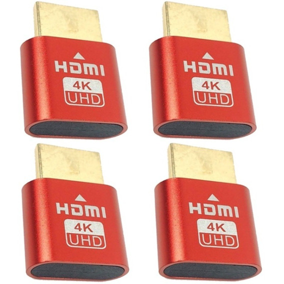 Pack X4 Conector Hdmi Dummy Plug Emulador Monitor Mineria