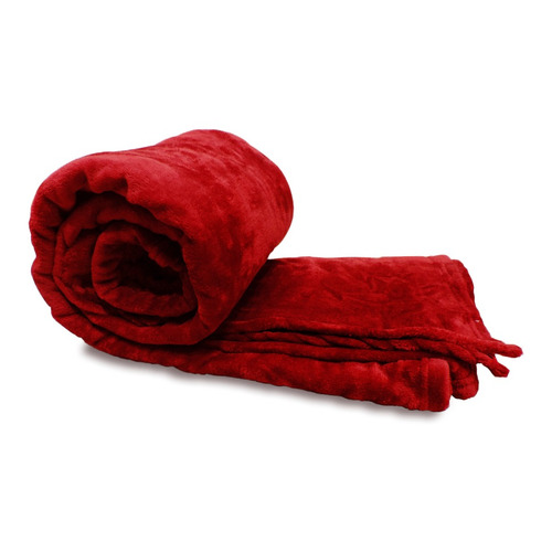 Frazada Mantra Coral fleece color rojo con diseño lisa de 240cm x 220cm