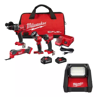 Milwaukee Kit Herramientas M18 Fuel 4ta Gen + Foco 4000 Lm