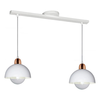 Lampara Colgante 2 Luces 20cm Geo Moderna Apto Led Blanco