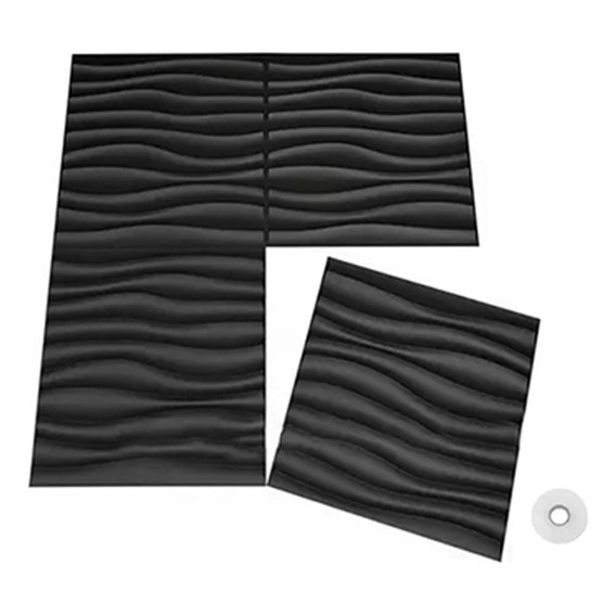 Atf Paneles Decorativos 3d Negro 30x30cm 20 Piezas Con Cinta