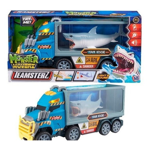 Vehiculo Camion Teamsterz Monster Shark Rescate Tiburon Color Celeste