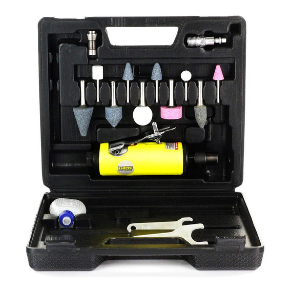 Kit Amoladora Recta Neumatica + Valija + Accesorios Barovo