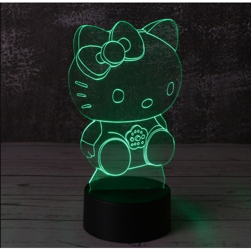 Lámpara Acrílico 3d Luz De Colores Nocturna Hello Kitty Color de la estructura Blanco Color de la pantalla 3 Tonos de iluminación