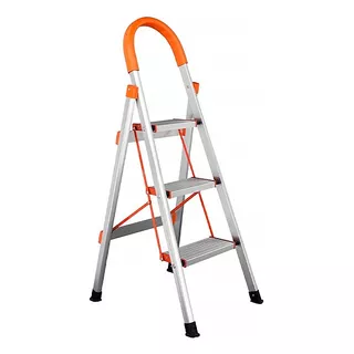 Escalera Acero Tubular 3 Peldaños Soporte 150 Kg  Jz901-3a