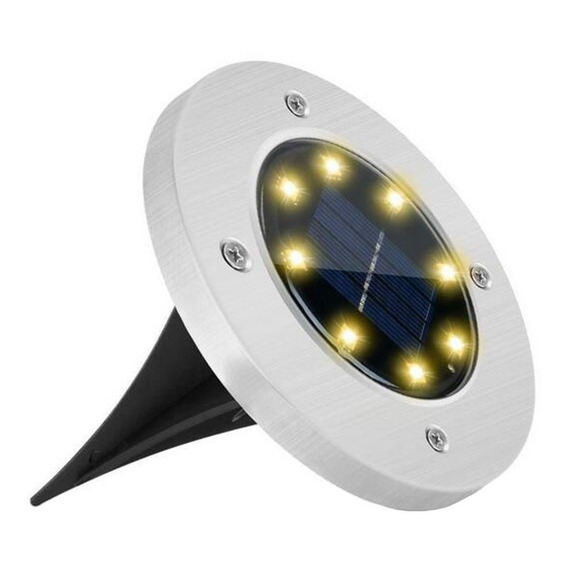 Foco Luz Solar Para Jardin Piso Embutir A Bateria 8 Led X6 ®