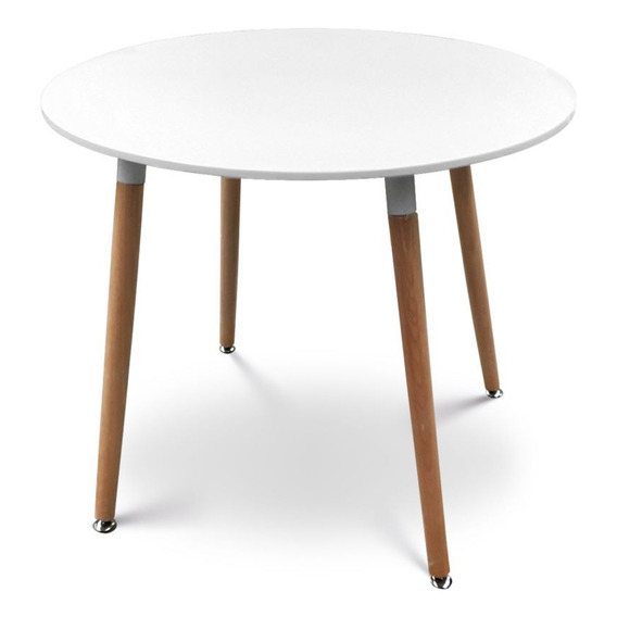 Mesa De Comedor Eames Redonda 80cm Patas De Madera Homeshop