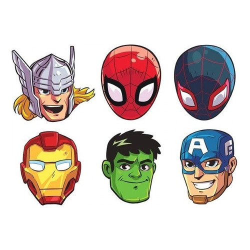 Antifaz Mascara Personajes Carton Con Elastico Color Super Hero X 10