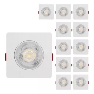 Kit 12 Spot Led 7w Dicróica Direcionável Quadrado Quente Cor Branco Quente 110v/220v(bivolt)