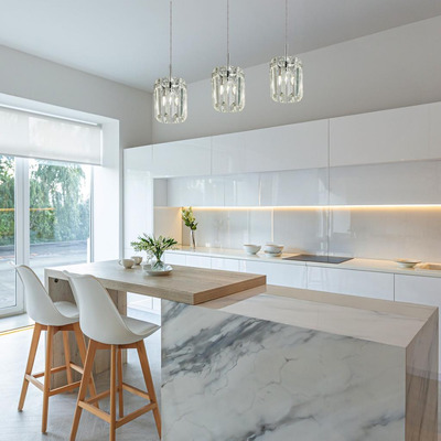 Colgante 6 Luces Canopus Cristal Apto Led G9 Moderno Pal - - Cristal