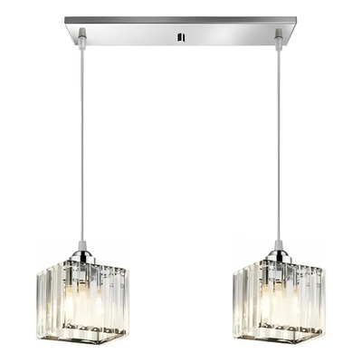 Colgante 2 Luces Prisma C Cristal Cromo Apto Led E27 Ld Cromo