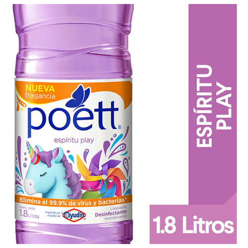 Poett Desinfectante Limpiador Pisos  Espiritu Play 1.8l