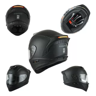 Casco Negro Mate Stop Led Luz Protector Certificado Dot Ece