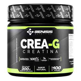 Crea-g Creatina 100% Pura - Solúvel - Genisis Nutrition 300g Sem Sabor