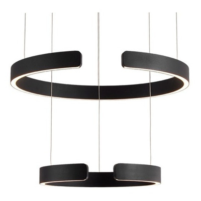 Colgante Led Toluca Doble Negro 80w Aluminio Moderno