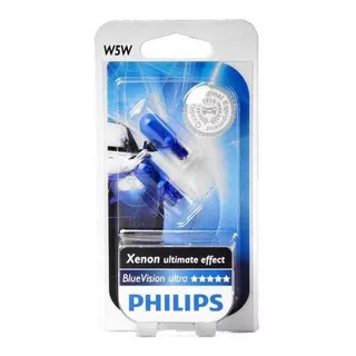 Lâmpada Super Branca Blue Vision W5w Pingão Philips (par)