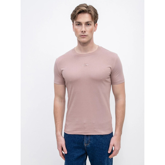 Camiseta De Algodón Orgánico Con Monograma Rosado