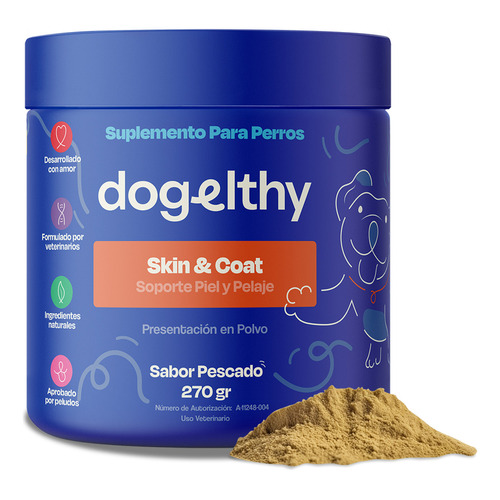 Dogelthy Skin & Coat Suplemento Para Perro De Piel Y Pelaje 270 gr