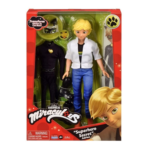 Muñeco Miraculous Ladybug - Adrien Superhero Secret 28 Cm